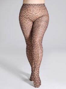 Leopard Print Plus Size Tights - Multicolor - View 6