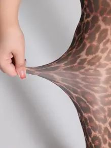 Leopard Print Plus Size Tights - Multicolor - View 7