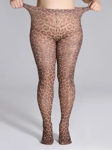 Leopard Print Plus Size Tights - Multicolor - View 8