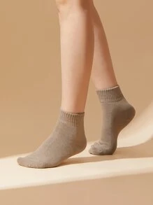 5pairs Solid Crew Socks - Multicolor - View 5