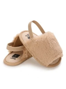 Baby Minimalist Fuzzy Bedroom Slippers - Apricot - View 3