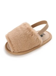 Baby Minimalist Fuzzy Bedroom Slippers - Apricot - View 4