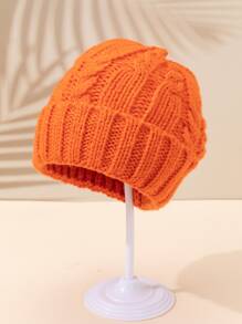 Toddler Kids Solid Cuff Beanie - Orange - View 1