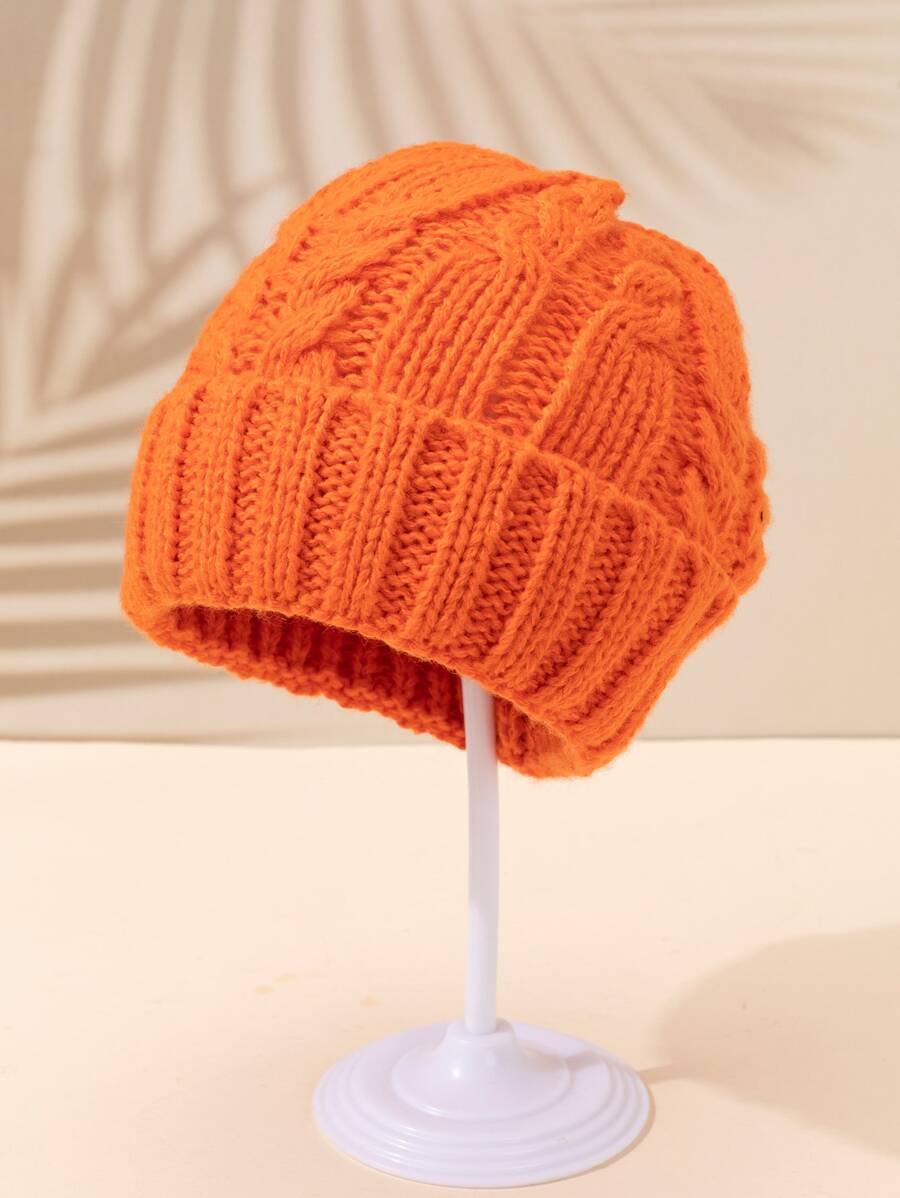 Toddler Kids Solid Cuff Beanie - Orange - View 1