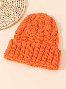 Toddler Kids Solid Cuff Beanie - Orange - View 2