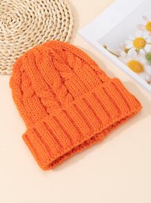 Toddler Kids Solid Cuff Beanie - Orange - View 3