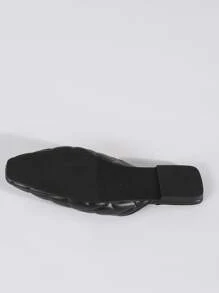 Giày đế bệt thiết kế kẻ sọc nữ, phong cách giản dị, giày lười mũi kín màu đen - màu đen - Xem 4