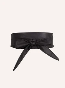 極簡風格素色腰帶 - 黑色 - 查看 1