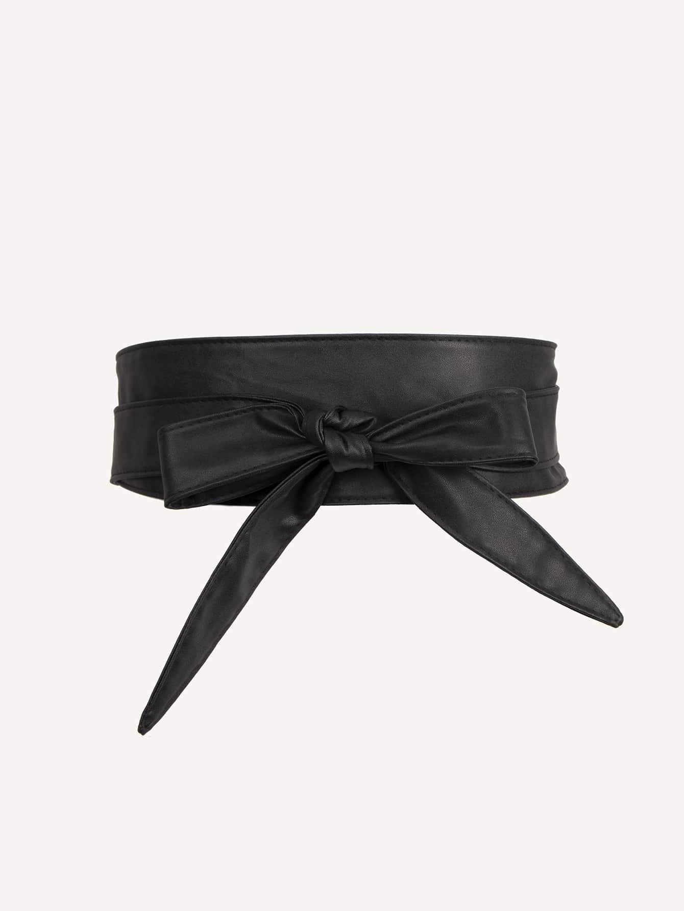 極簡風格素色腰帶 - 黑色 - 查看 1