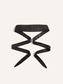 極簡風格素色腰帶 - 黑色 - 查看 2