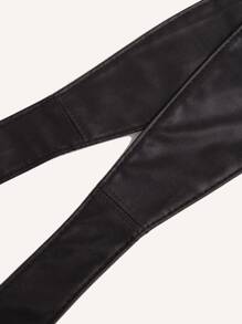 極簡風格素色腰帶 - 黑色 - 查看 6