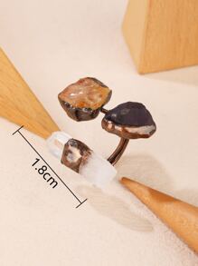 幾何裝飾開口戒指 - 彩色 - 查看 4