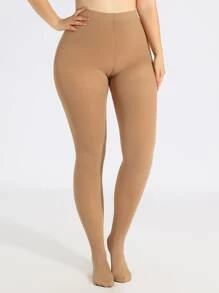 Solid Plus Size Tights - Apricot - View 2