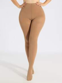 Solid Plus Size Tights - Apricot - View 3
