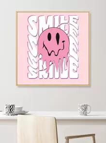 1pc Abstract Cartoon Face & Letter Graphic Unframed Painting - Multicolor - View 1