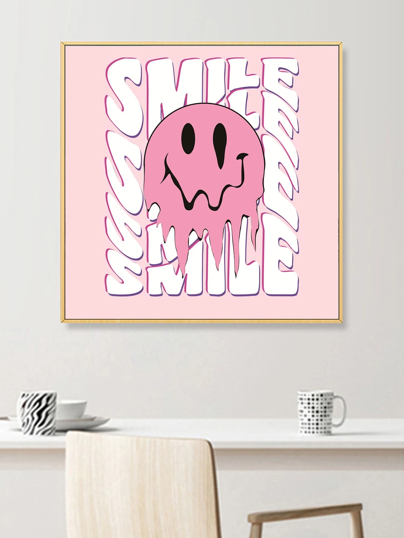 1pc Abstract Cartoon Face & Letter Graphic Unframed Painting - Multicolor - View 1