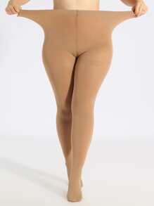 Solid Plus Size Tights - Apricot - View 4