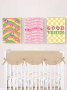 3 件，引文嬉皮士抽象字母花卉图案海报，用于客厅、卧室和书房墙壁艺术的艺术装饰，无框