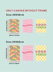 3 件，引文嬉皮士抽象字母花卉图案海报，用于客厅、卧室和书房墙壁艺术的艺术装饰，无框