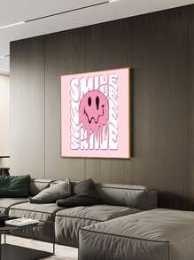 1pc Abstract Cartoon Face & Letter Graphic Unframed Painting - Multicolor - View 2