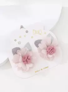 2入組小女童花朵裝飾鴨嘴夾 - 彩色 - 查看 1