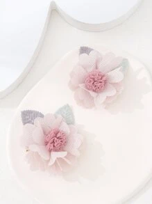 2入組小女童花朵裝飾鴨嘴夾 - 彩色 - 查看 2