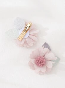 2入組小女童花朵裝飾鴨嘴夾 - 彩色 - 查看 3