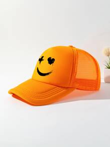 男士表情圖案網眼棒球帽 - 橘色 - 查看 2