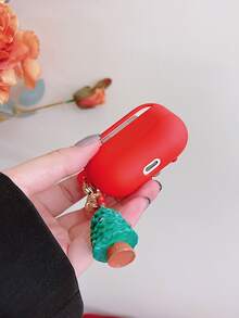 Christmas 1pc Elk Decor Case Compatible With Airpods - Red - View 5