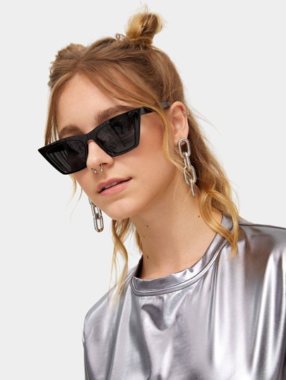 SHEIN ICON 猫眼太阳镜复古墨镜带盒适合夏季海滩度假、户外、旅行