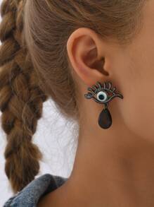 Evil Eye Decor Water Drop Earrings - Multicolor - View 1