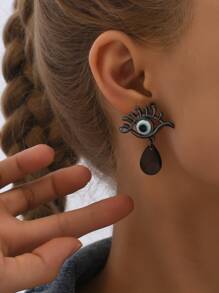 Evil Eye Decor Water Drop Earrings - Multicolor - View 2