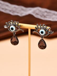 Evil Eye Decor Water Drop Earrings - Multicolor - View 3