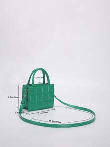 Mini Rhombus Pattern Rainbow Ombre Pressed Design Fashionable Multi-Purpose Women's Handheld Crossbody Bag - Green - View 3