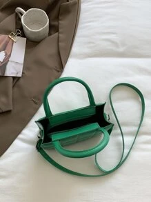 Mini Rhombus Pattern Rainbow Ombre Pressed Design Fashionable Multi-Purpose Women's Handheld Crossbody Bag - Green - View 4