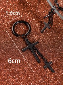 Fashionable and Popular Men Cross Decor Drop Earrings Stainless Steel for Jewelry Gift and for a Stylish Look