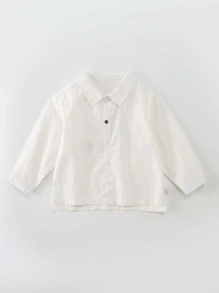 小男童卡通圖案燈籠袖襯衫