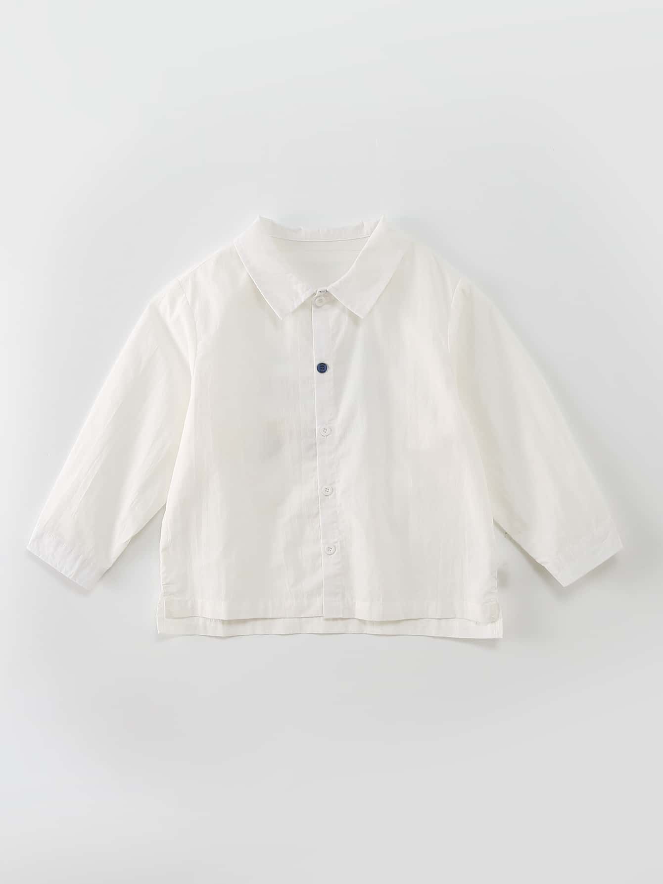 小男童卡通圖案燈籠袖襯衫