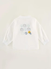 小男童卡通圖案燈籠袖襯衫