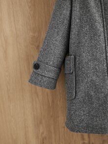 SHEIN 小女童毛茸邊連帽花呢外套