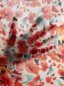SHEIN Frenchy Plus Allover Floral Print Butterfly Sleeve Blouse