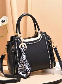 Không thấm nước, Nhẹ, Chi tiết khâu giản dị cho trang phục công sở, Khăn quàng cổ bó Túi vuông trang trí, Quà tặng Ngày của Mẹ cho Mẹ dành cho Nữ sinh viên đại học, Tân binh & Nhân viên văn phòng Hoàn hảo cho Văn phòng, Đại học, Công việc, Kinh doanh, Đi làm - màu đen - Xem 1