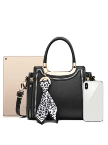 Không thấm nước, Nhẹ, Chi tiết khâu giản dị cho trang phục công sở, Khăn quàng cổ bó Túi vuông trang trí, Quà tặng Ngày của Mẹ cho Mẹ dành cho Nữ sinh viên đại học, Tân binh & Nhân viên văn phòng Hoàn hảo cho Văn phòng, Đại học, Công việc, Kinh doanh, Đi làm - màu đen - Xem 7