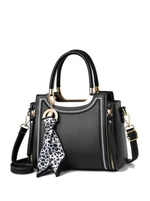 Không thấm nước, Nhẹ, Chi tiết khâu giản dị cho trang phục công sở, Khăn quàng cổ bó Túi vuông trang trí, Quà tặng Ngày của Mẹ cho Mẹ dành cho Nữ sinh viên đại học, Tân binh & Nhân viên văn phòng Hoàn hảo cho Văn phòng, Đại học, Công việc, Kinh doanh, Đi làm - màu đen - Xem 4