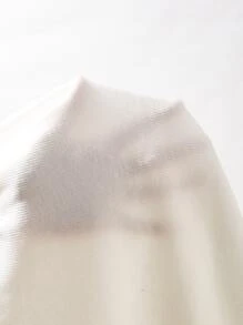 SHEIN EZwear Bộ thời trang Thắt nút Nút phía trước Lá thư Sọc Thể thao - trắng - Xem 6