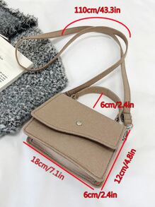 迷你翻蓋毛氈方包 - 卡其色 - 查看 8