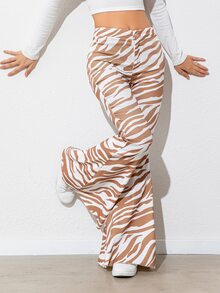 DEARCASE Pantalones acampanados años 70 de rayas de cebra - Multicolor - Ver 4