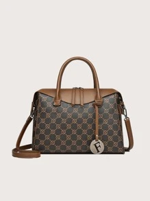 幾何樣式手提托特包附包飾 - 彩色 - 查看 6