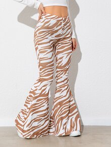 DEARCASE Pantalones acampanados años 70 de rayas de cebra - Multicolor - Ver 5