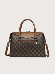 幾何樣式手提托特包附包飾 - 彩色 - 查看 7